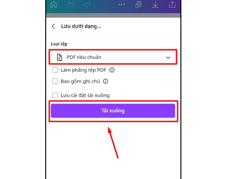 Cách chuyển dự án trên Canva sang PDF