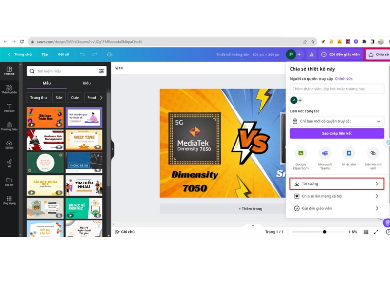 Cách chuyển dự án trên Canva sang PDF