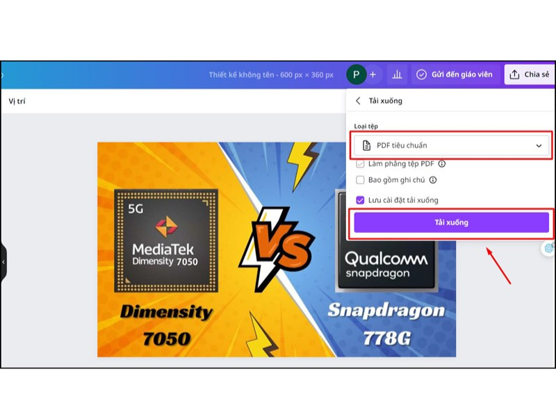 Cách chuyển dự án trên Canva sang PDF