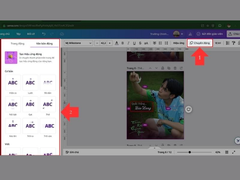 cách chỉnh thứ tự xuất hiện trong Canva