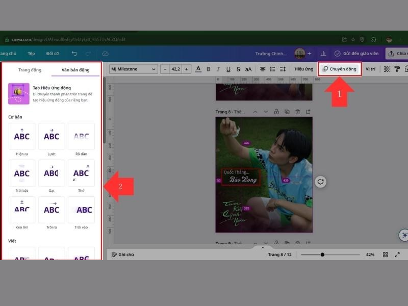 cách chỉnh thứ tự xuất hiện trong Canva