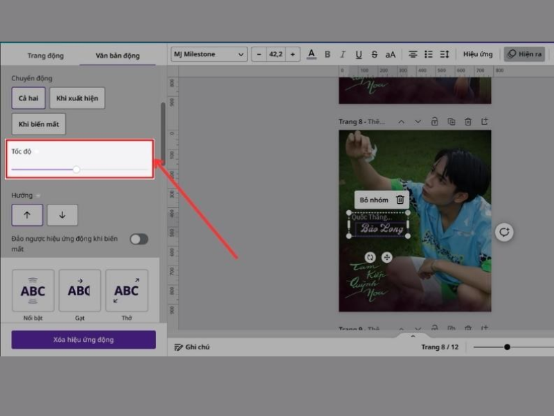 cách chỉnh thứ tự xuất hiện trong Canva