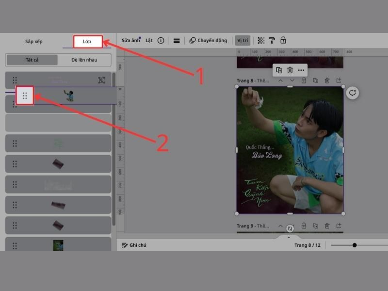 cách chỉnh thứ tự xuất hiện trong Canva