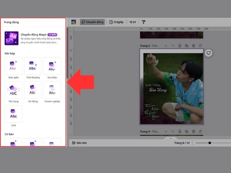 cách chỉnh thứ tự xuất hiện trong Canva