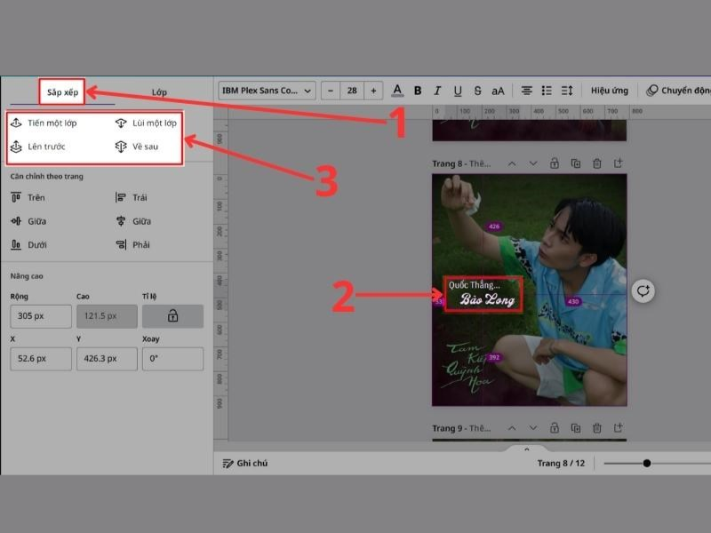 cách chỉnh thứ tự xuất hiện trong Canva