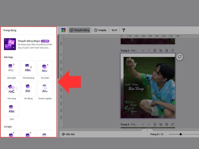cách chỉnh thứ tự xuất hiện trong Canva