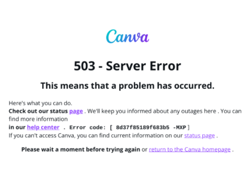 Canva bị lỗi