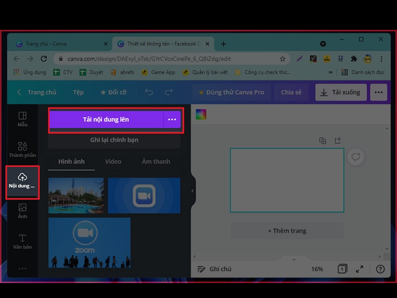 Cách tải ảnh lên Canva trên máy tính