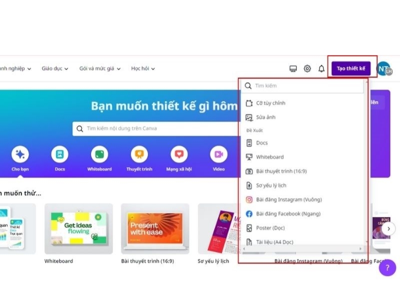 Cách tạo bảng trong Canva