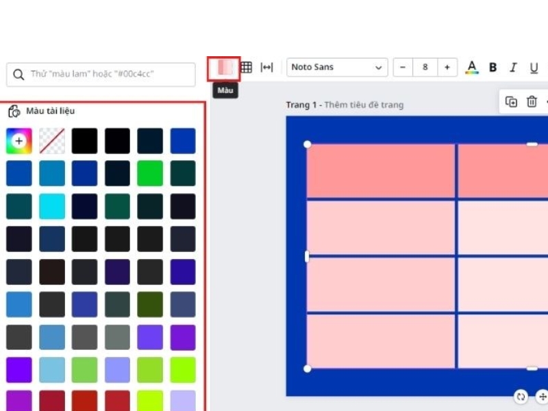 Cách tạo bảng trong Canva