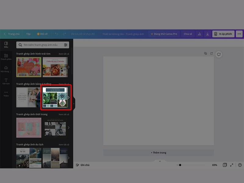 Cách tạo bảng trong Canva