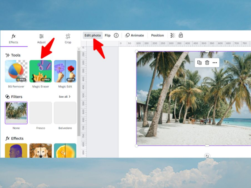 cách xóa vật thể trong Canva
